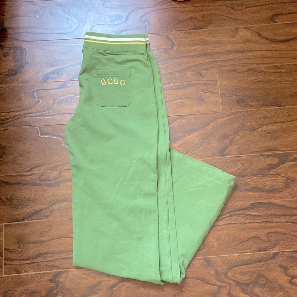 BCBG Olive Green Track pant in size L